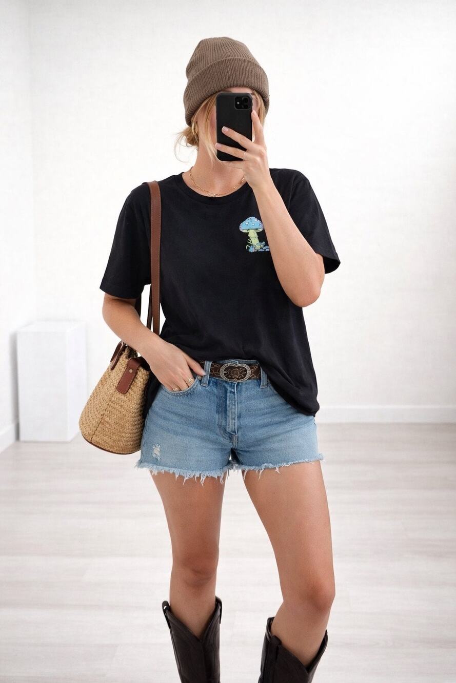 Mushroom Grunge Short Sleeve L Fungi Screen Print T-Shirt Alt Skater Punk Indie